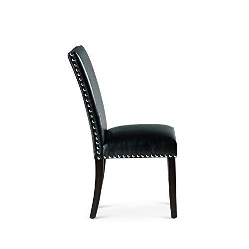 Side Chair - set of 2, Ebony wood finish/black vinyl seat. Picture 3