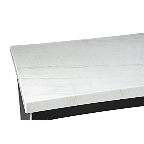 White Marble Top Dining Table, White marble top/ ebony wood finish base. Picture 3
