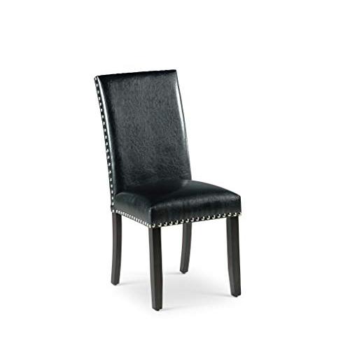 Side Chair - set of 2, Ebony wood finish/black vinyl seat. Picture 2