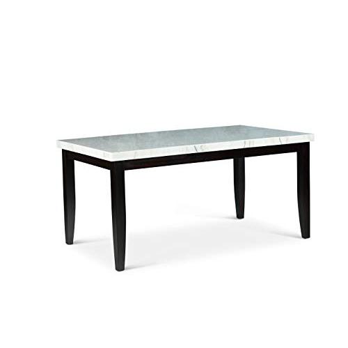 White Marble Top Dining Table, White marble top/ ebony wood finish base. Picture 2