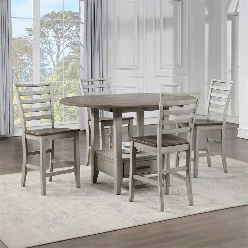 Abacus 5pc Drop Leaf Counter Height Dining Set. Picture 1