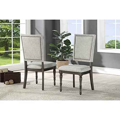 Upholstered Back Chair - set of 2, Grey brown. Picture 1
