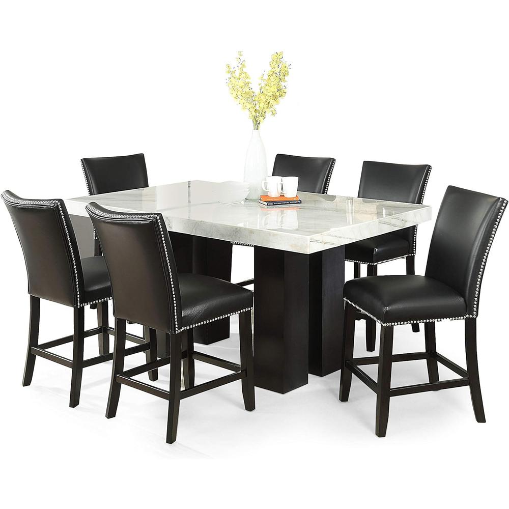 Rectangle Counter Height Dining Set 7pc - Black Counter Chairs, White/espresso. Picture 1