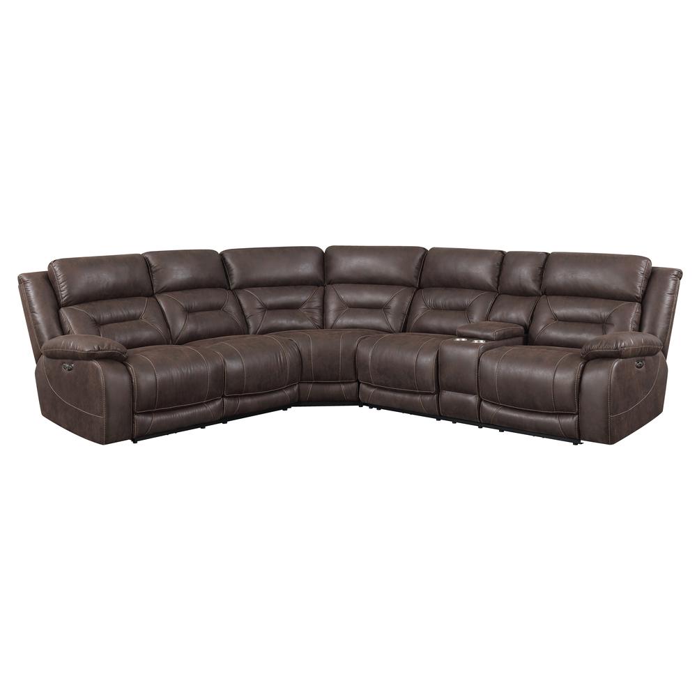 3PC Reclining Sectional - Saddle Brown, Saddle Brown. Picture 5