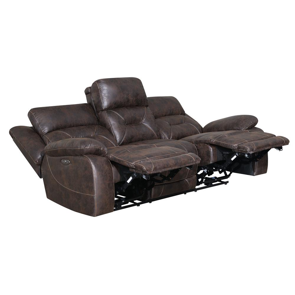 Power Recliner Sofa w/ Power Head Rest - Saddle Brown, Saddle Brown. Picture 4