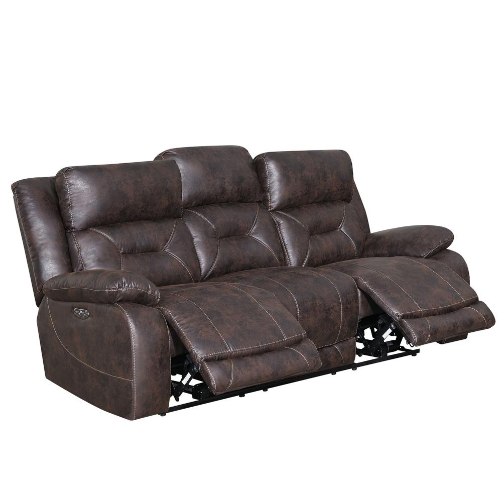 Power Recliner Sofa w/ Power Head Rest - Saddle Brown, Saddle Brown. Picture 5