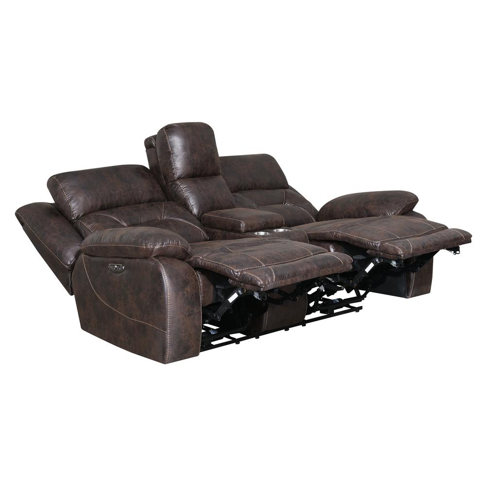 Power Recliner Sofa w/ Power Head Rest - Saddle Brown, Saddle Brown. Picture 6