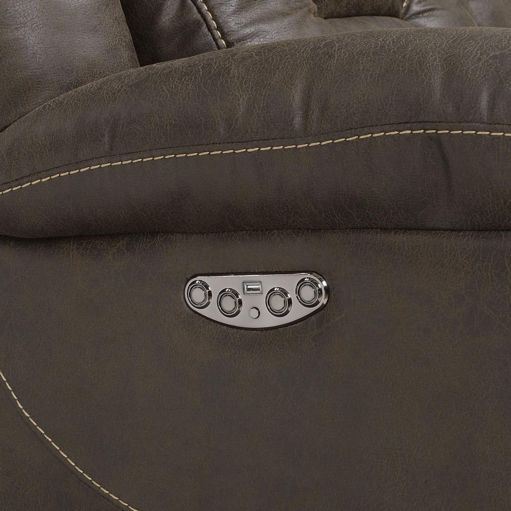 Power Recliner Sofa w/ Power Head Rest - Saddle Brown, Saddle Brown. Picture 7