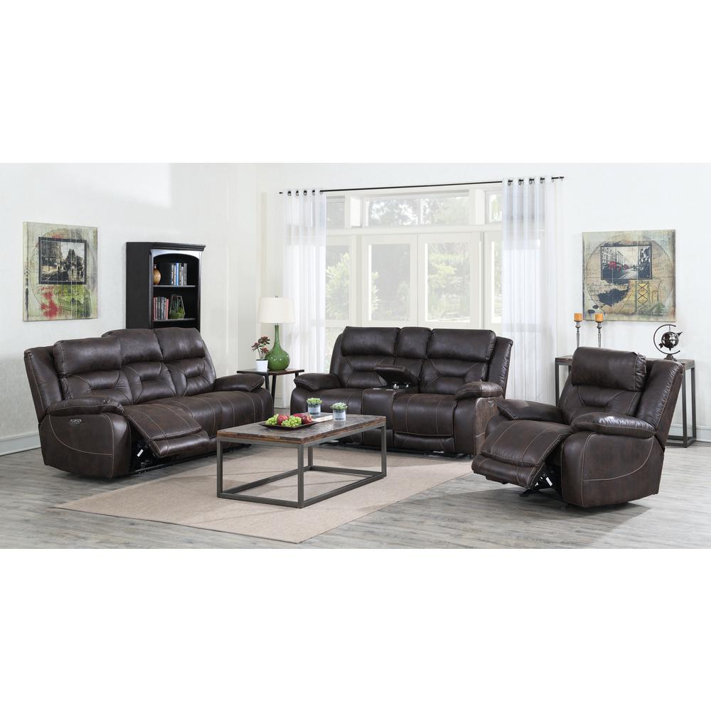 Power Recliner Sofa w/ Power Head Rest - Saddle Brown, Saddle Brown. Picture 8