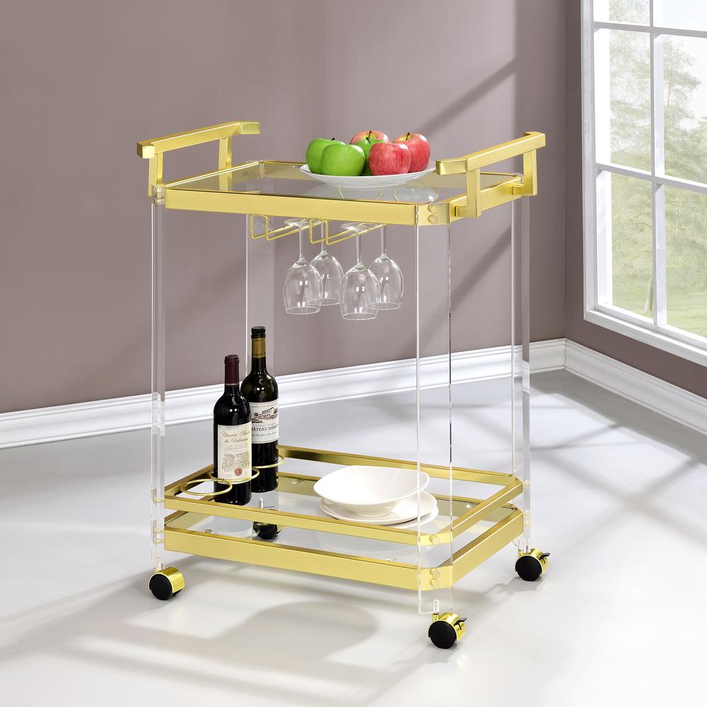 Aerin Server Cart - Gold/Acrylic. Picture 1