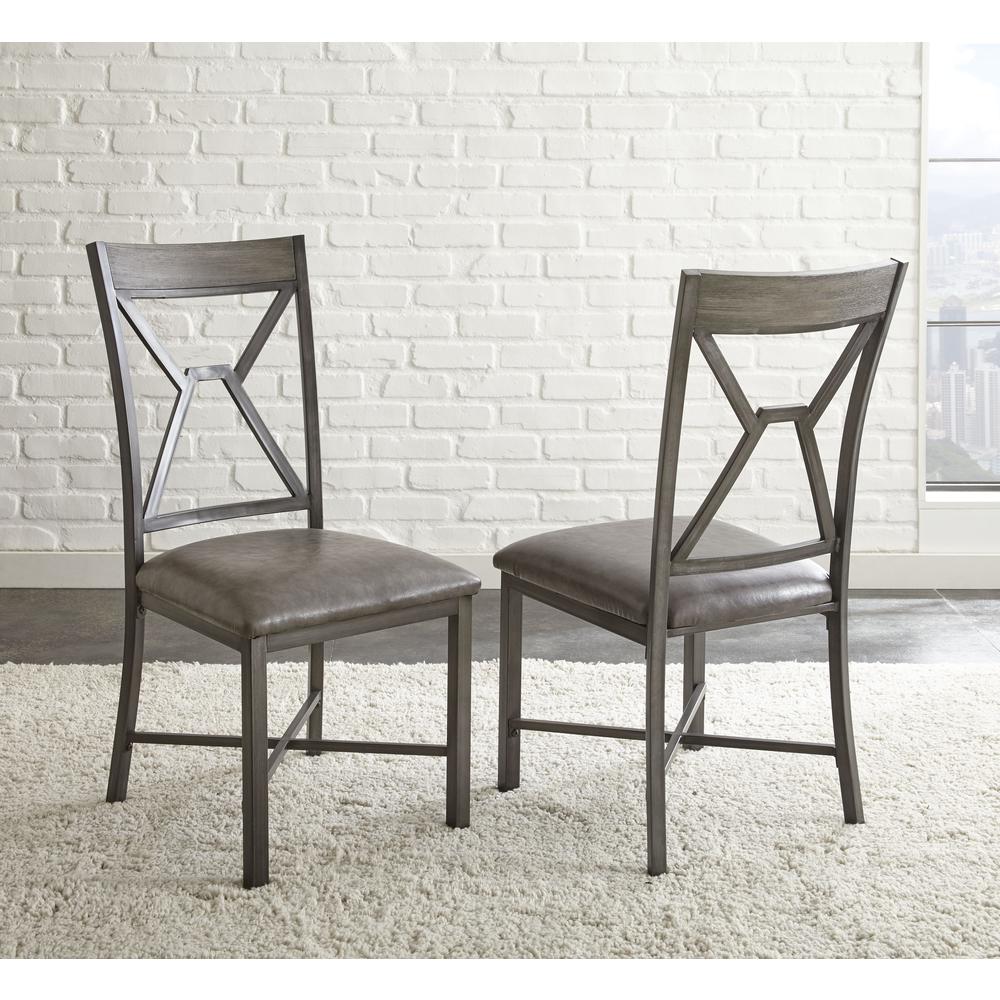 Side Chair - set of 2, Gray finish with gray metal and black hand brush accents. Picture 1