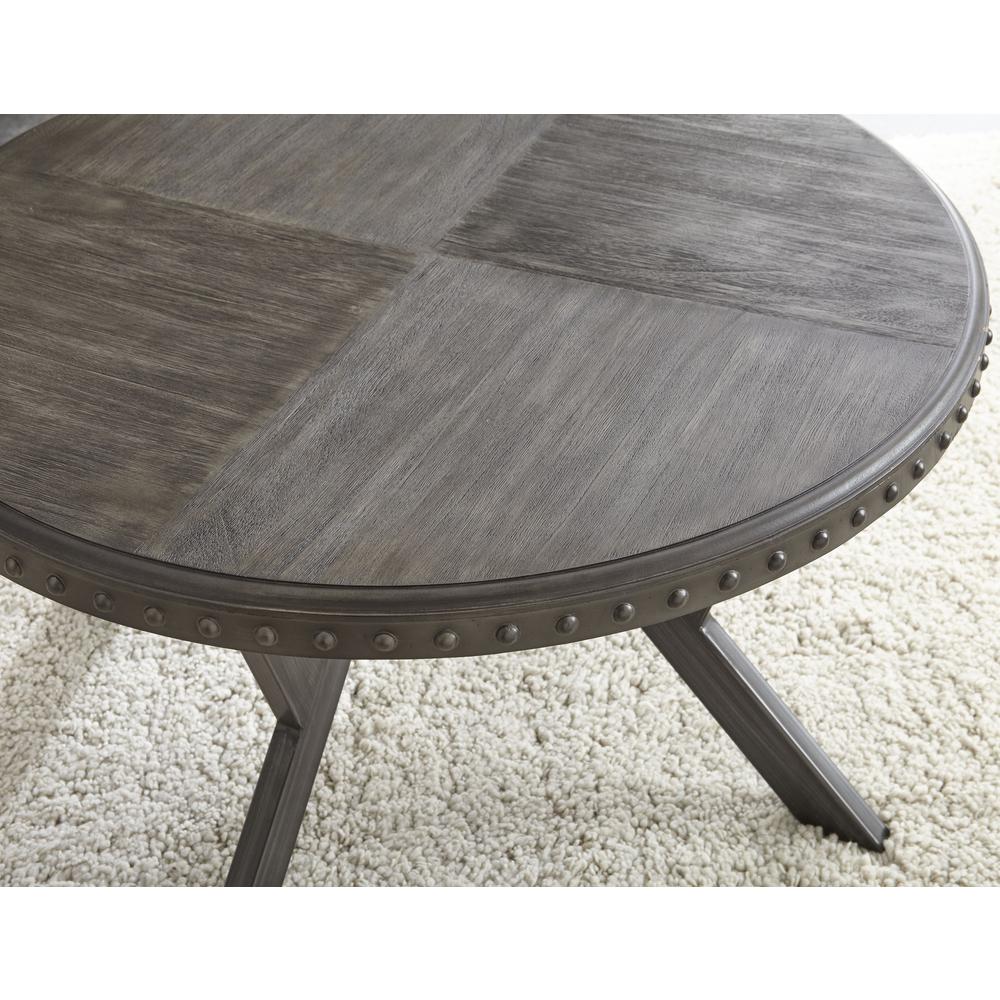 Round Cocktail Table, Gray finished paulownia veneers and metal base. Picture 4
