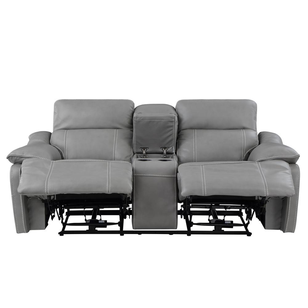 Alpine Leather Power Console Loveseat Smoke. Picture 15
