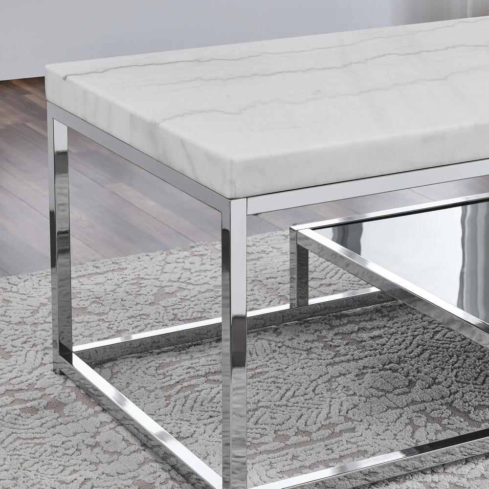 Aston White Marble Top Cocktail Table. Picture 5
