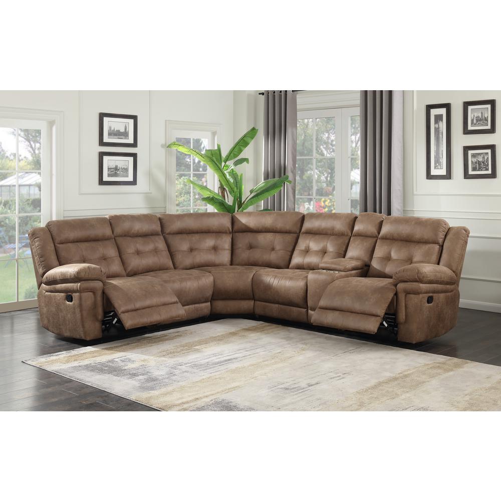 3PC Reclining Sectional, Cocoa Microfiber. The main picture.