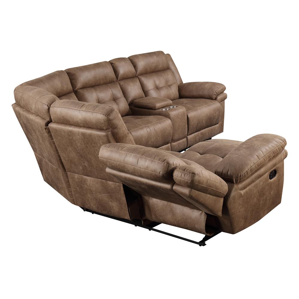 3PC Reclining Sectional, Cocoa Microfiber. Picture 3