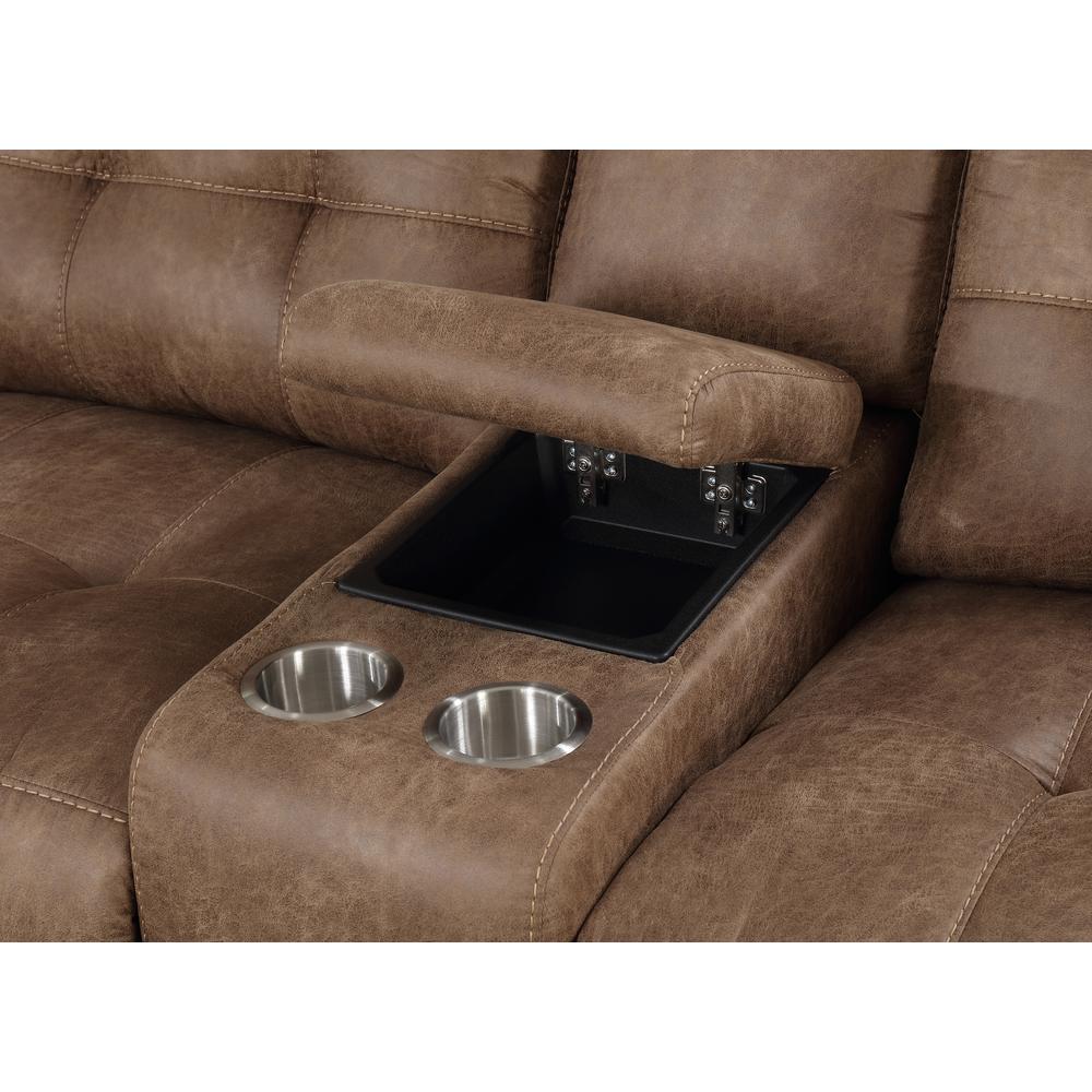 3PC Reclining Sectional, Cocoa Microfiber. Picture 4