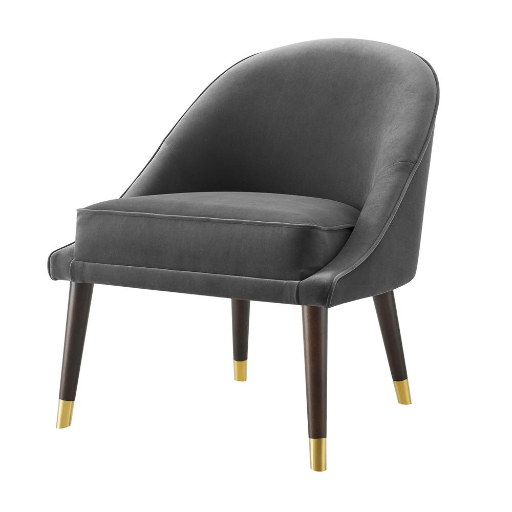 Avalon Velvet Accent Chair - Charcoal. Picture 5