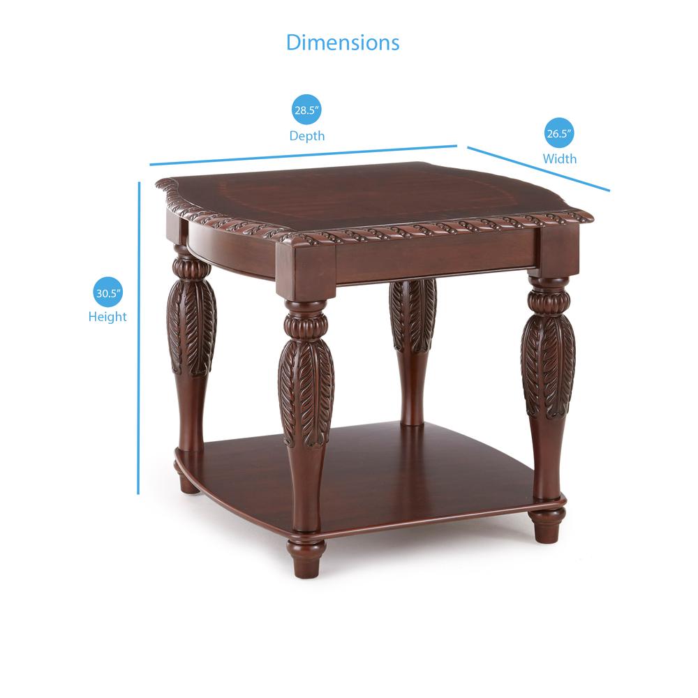 End Table, Multi-step hand applied glazed finish in warm brown cherry. Picture 2