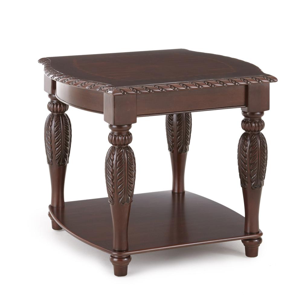 End Table, Multi-step hand applied glazed finish in warm brown cherry. Picture 1