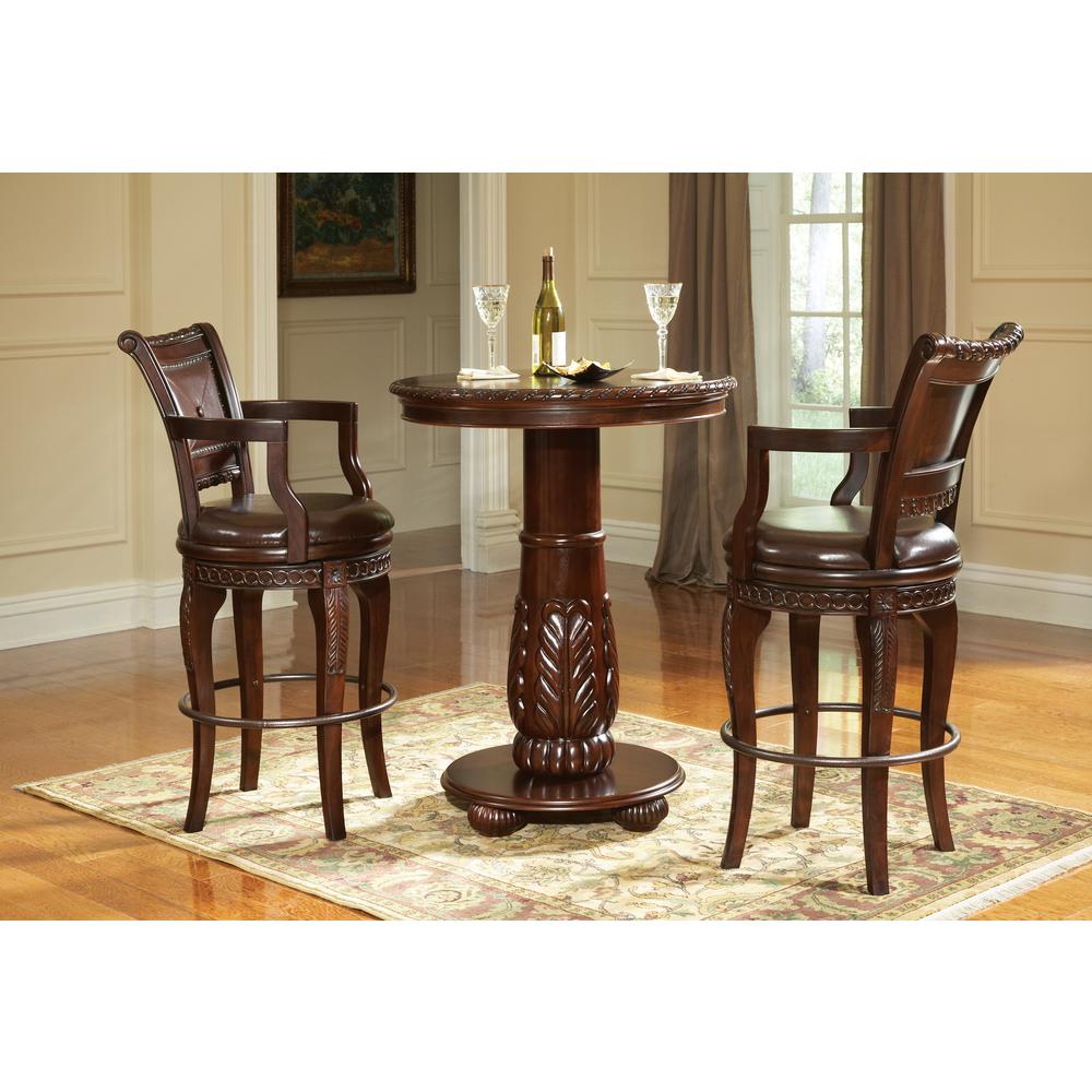 Swivel Bar Chairs- Set of 2, Multi-Step hand applied glazed finish in a warm brown cherry. Picture 2