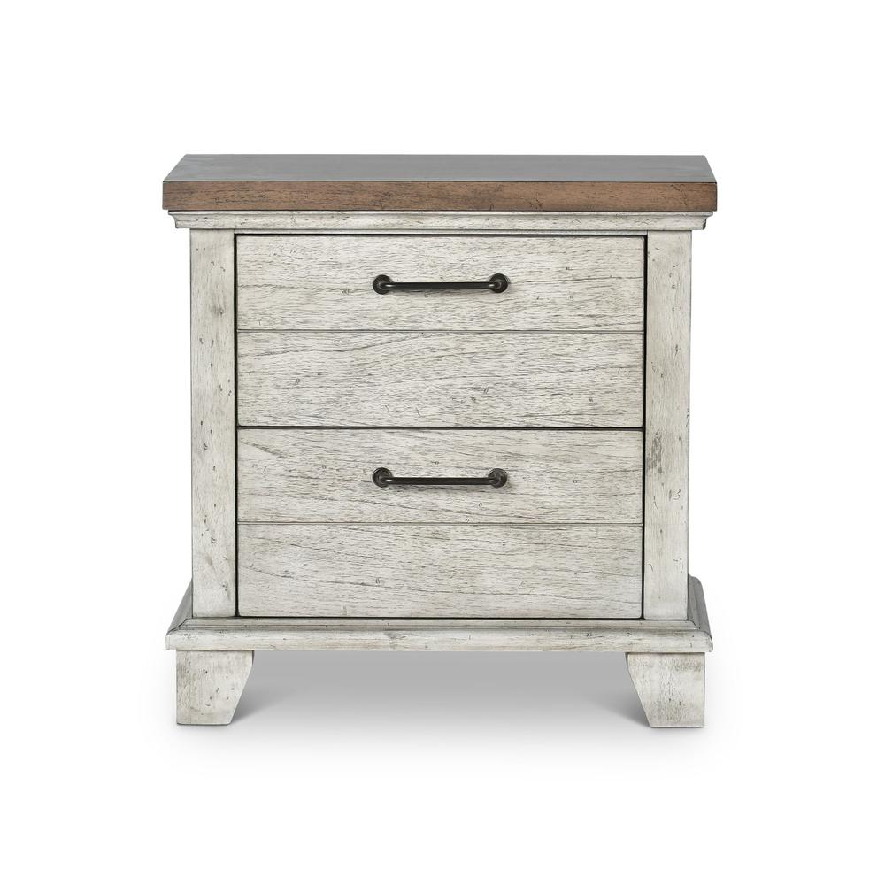 Creek Two Drawer Nightstand, Rustic Ivory/Honey. Picture 3
