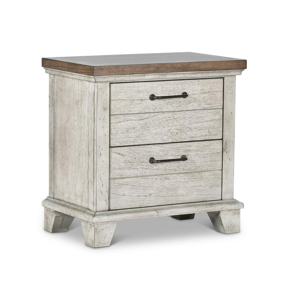 Creek Two Drawer Nightstand, Rustic Ivory/Honey. Picture 4