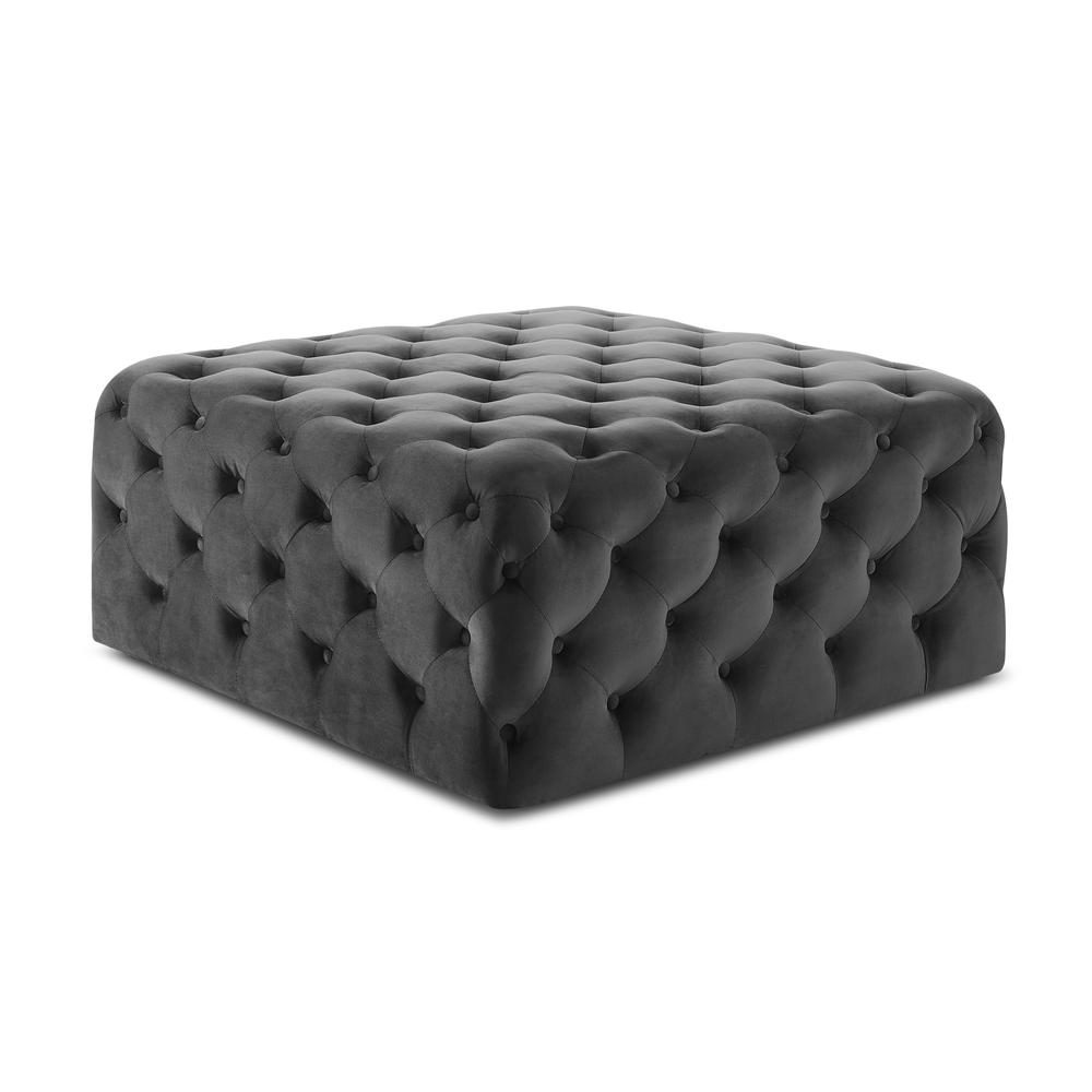 Belham Square Tufted Ottoman - Charcoal. The main picture.