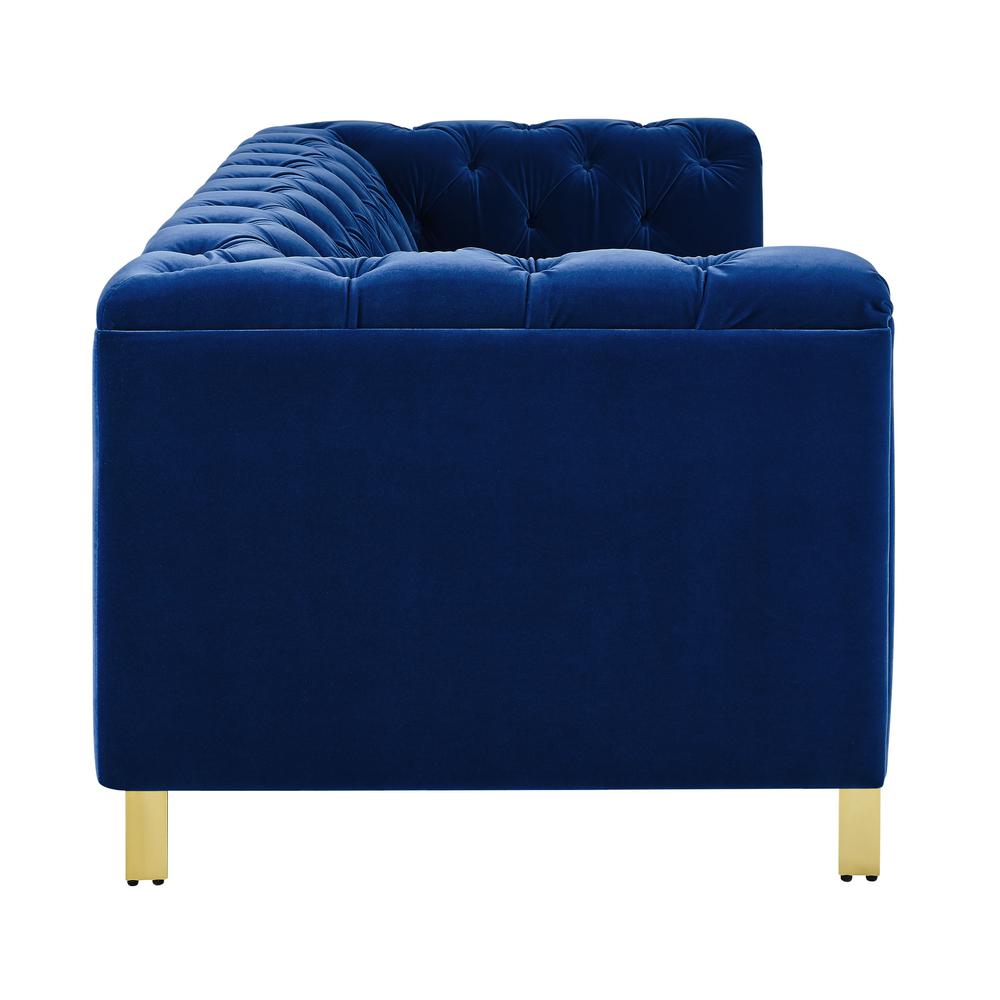 Charlene Blue Velvet Button Tufted Sofa. Picture 4