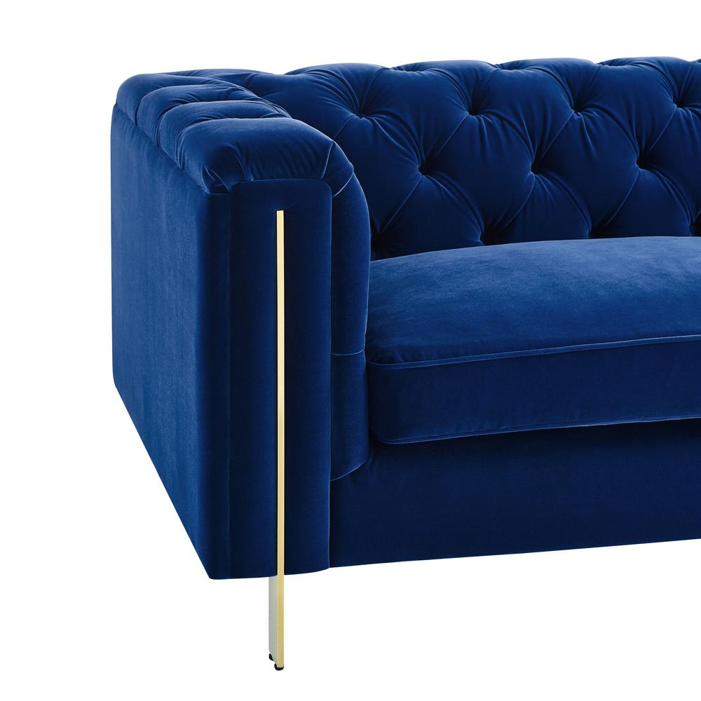 Charlene Blue Velvet Button Tufted Sofa. Picture 5