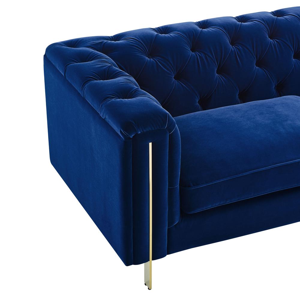 Charlene Blue Velvet Button Tufted Sofa. Picture 6