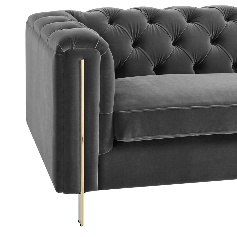 Charlene Gray Velvet Button Tufted Sofa. Picture 6