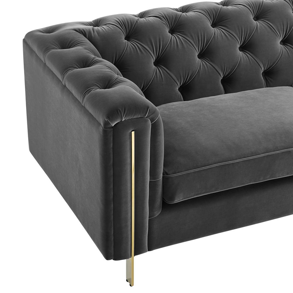 Charlene Gray Velvet Button Tufted Sofa. Picture 7