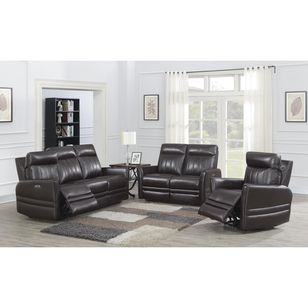 Power Recliner Loveseat, Brown. Picture 7