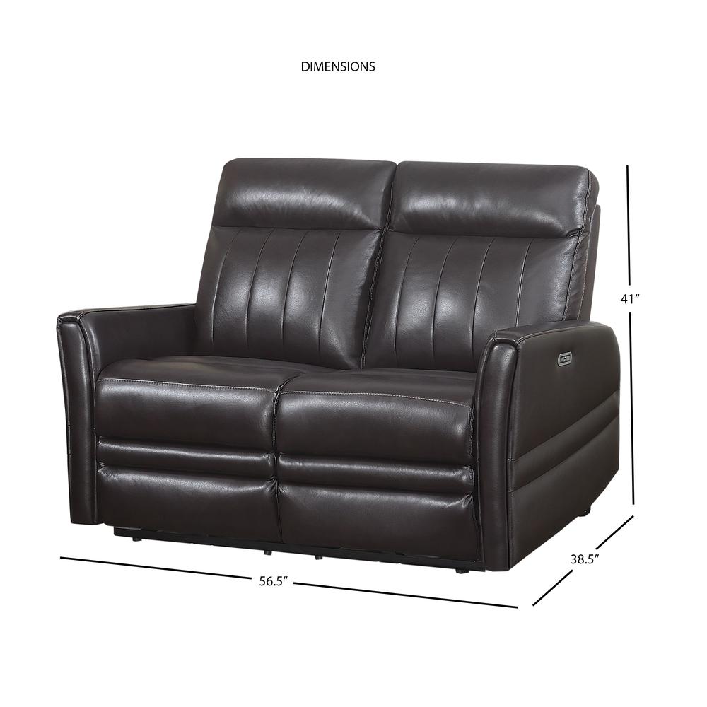Power Recliner Loveseat, Brown. Picture 2