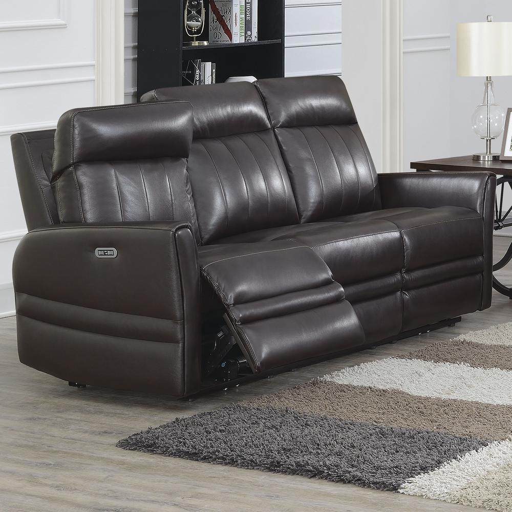 Power Recliner Sofa, Brown. Picture 1