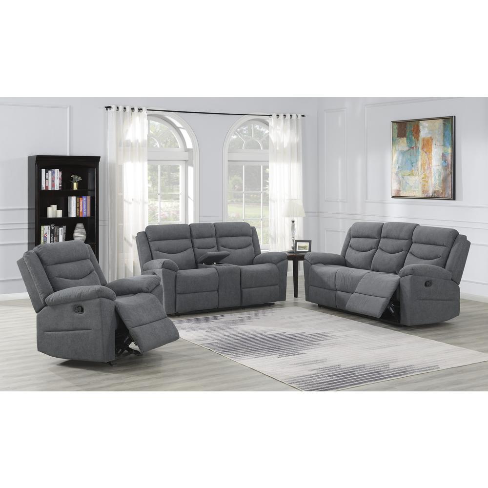 Manual Motion Loveseat with Console Dark Grey, Dark Grey. Picture 2