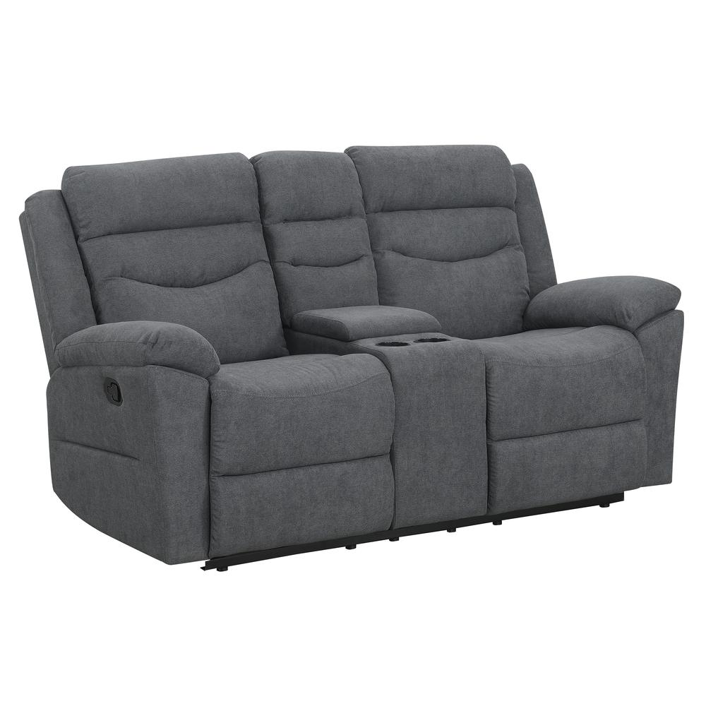 Manual Motion Loveseat with Console Dark Grey, Dark Grey. Picture 3