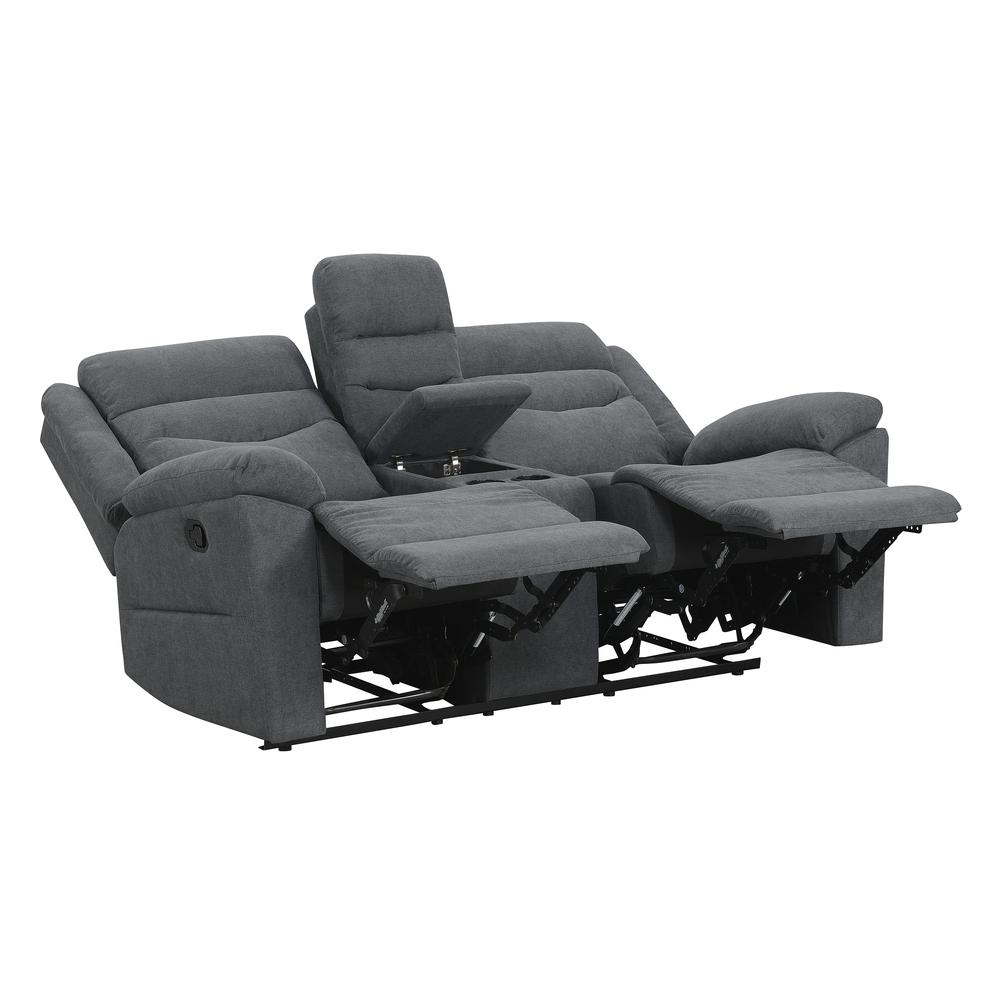 Manual Motion Loveseat with Console Dark Grey, Dark Grey. Picture 5
