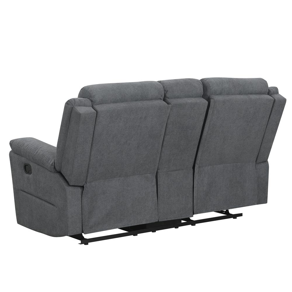Manual Motion Loveseat with Console Dark Grey, Dark Grey. Picture 8