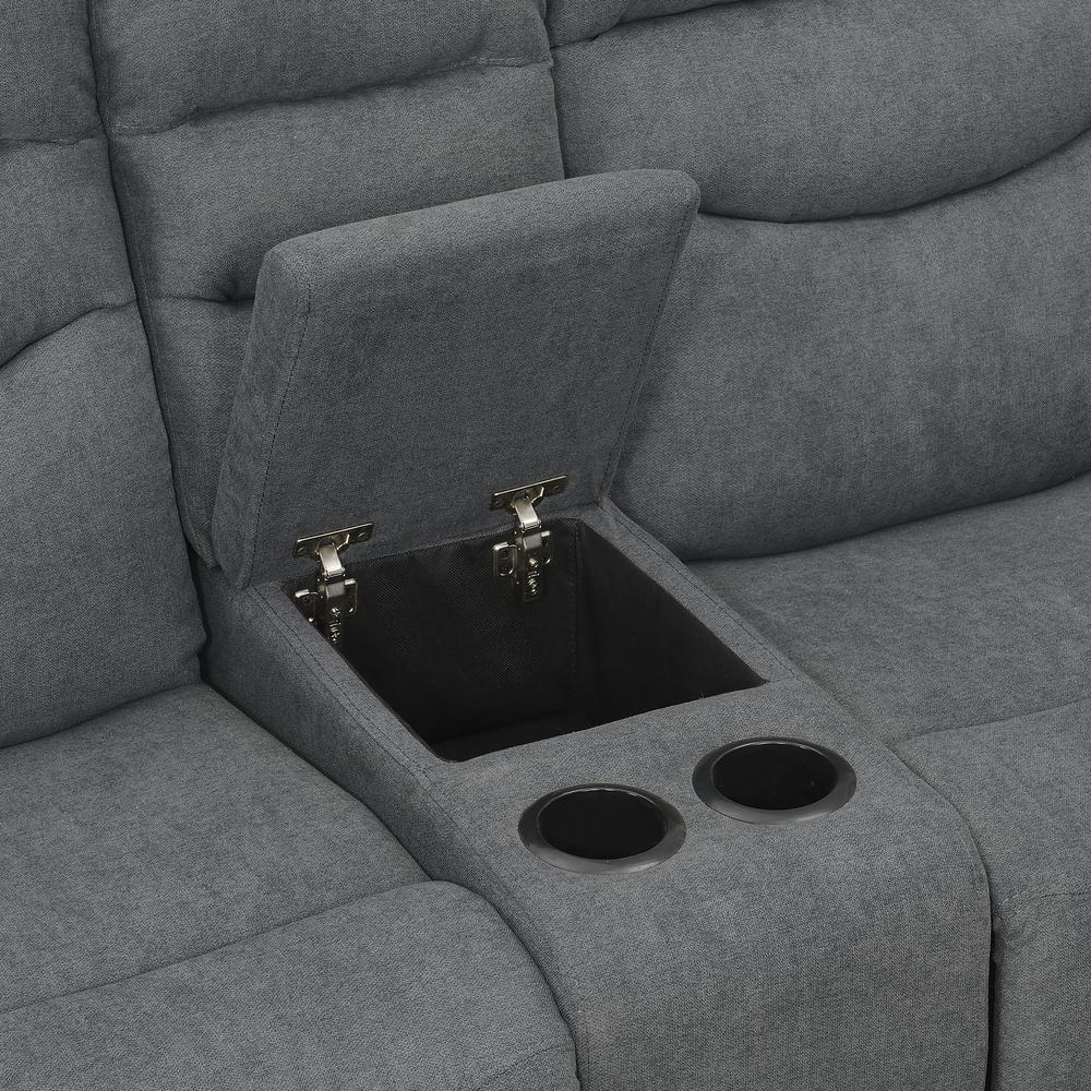 Manual Motion Loveseat with Console Dark Grey, Dark Grey. Picture 9