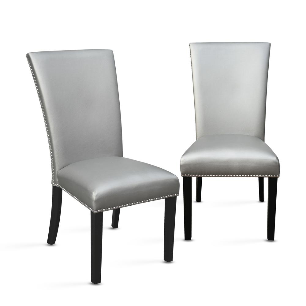 Silver Dining Chair - set of 2, Espresso. Picture 1