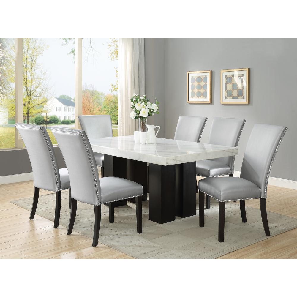Camila Rectangle Dining Set 7pc - Silver Chairs. Picture 1
