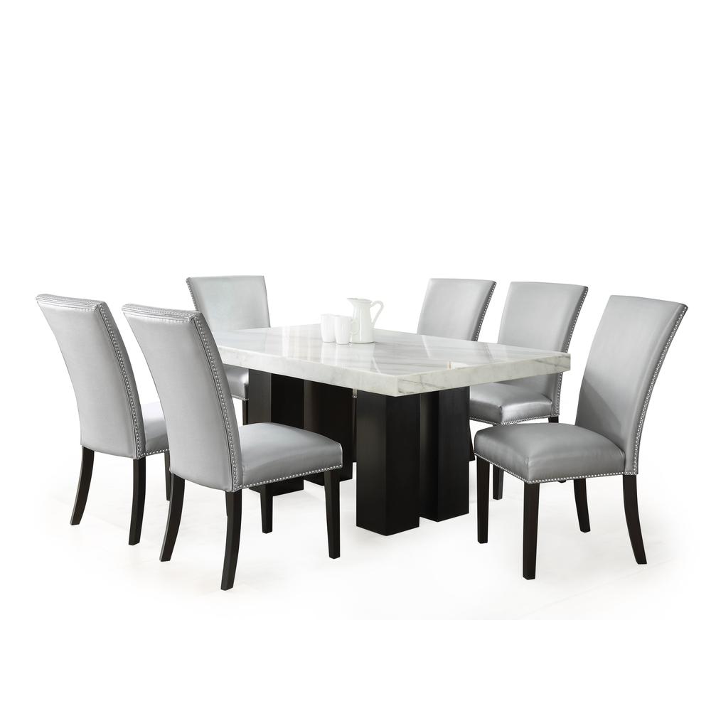 Camila Rectangle Dining Set 7pc - Silver Chairs. Picture 2