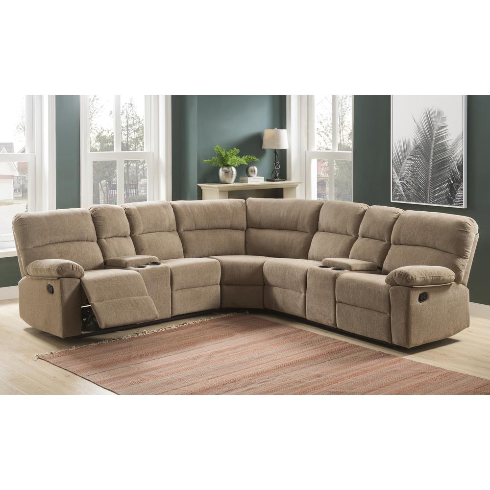 Conan 3PC Reclining Sectional - Latte. Picture 1