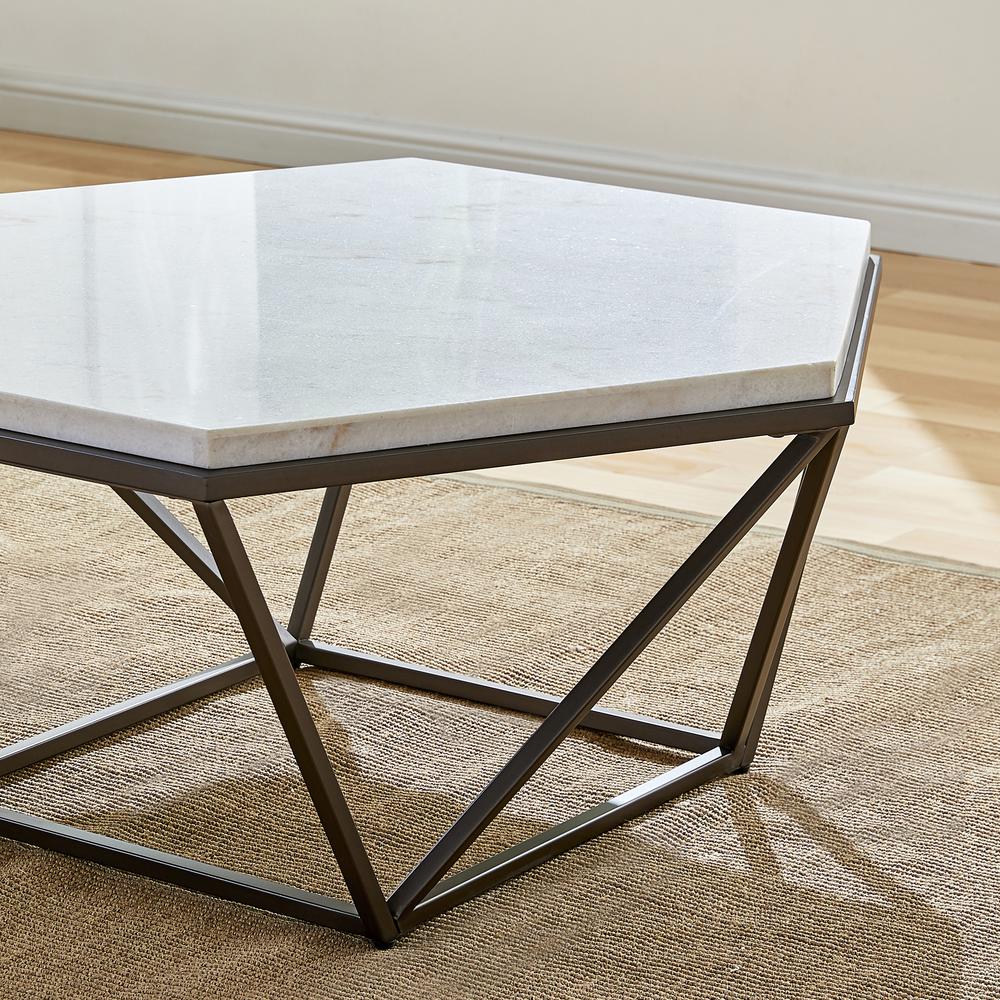 Corvus White Marble Top Cocktail Table. Picture 4