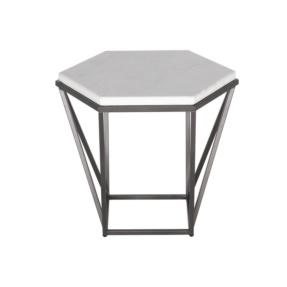 Corvus White Marble Top End Table. Picture 1