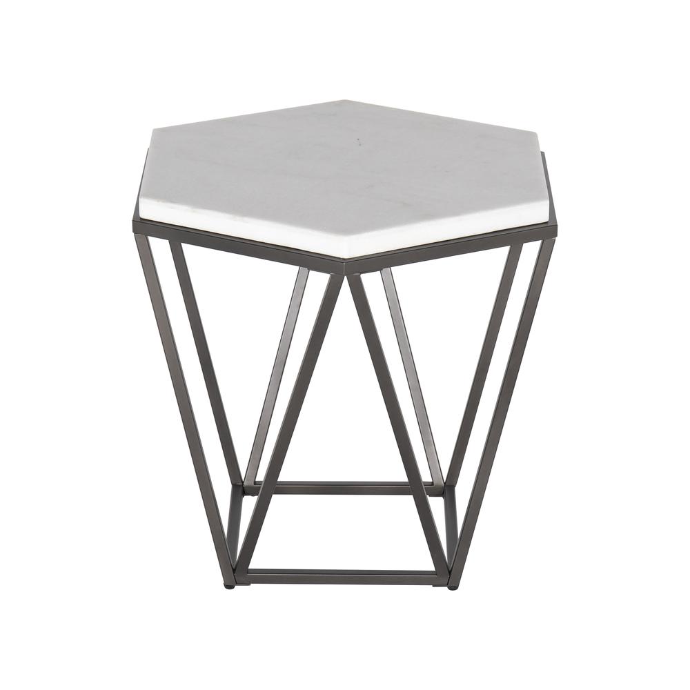 Corvus White Marble Top End Table. Picture 3