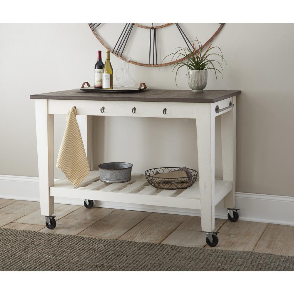 Cayla Two Tone Kitchen Cart. Picture 1