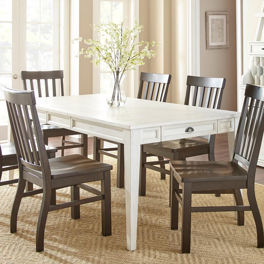 7 Pc Dining Set, Finished in Antique White with rub through - heavily distressed. Picture 1